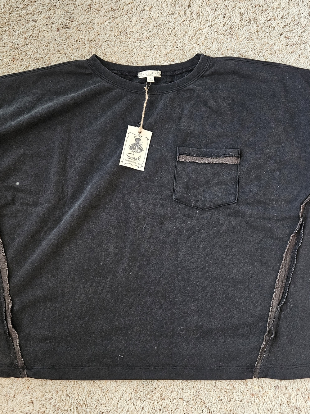 easel Black Short Sleeve Pocket Crewneck Shirt